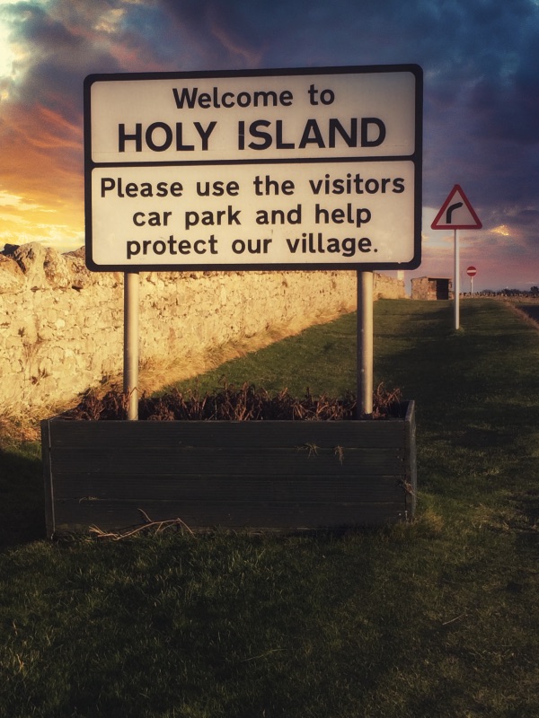 Welcome to Holy Island sign